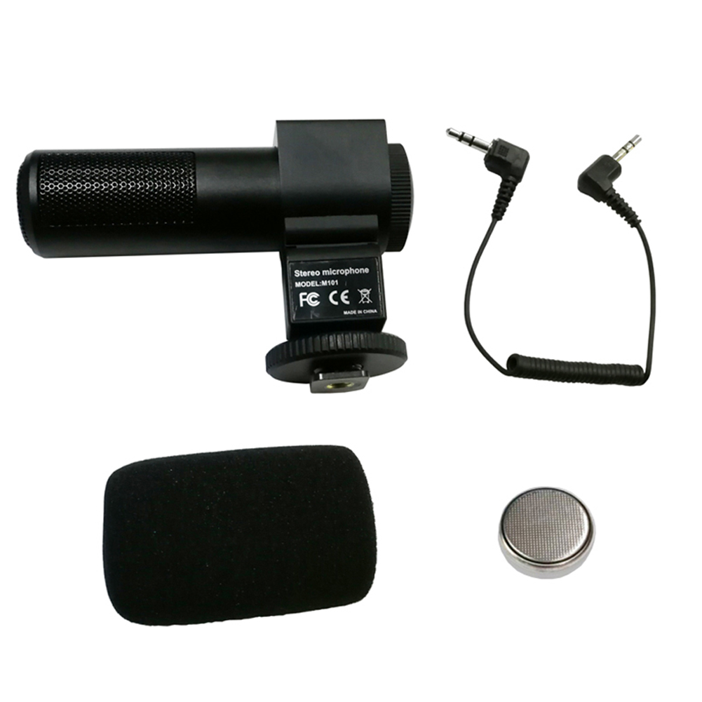 Camera and Video Microphone Professional Studio Digital Video Stereo Recording 3.5mm Microphones black
