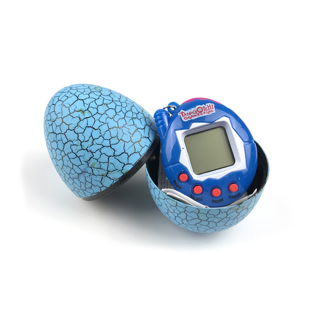 Multi-color Electronic  Pet  Machine Cracked Egg Personalized Pendant Battery Powered Virtual Cyber Nostalgic Toy Tiny Game Blue machine blue egg