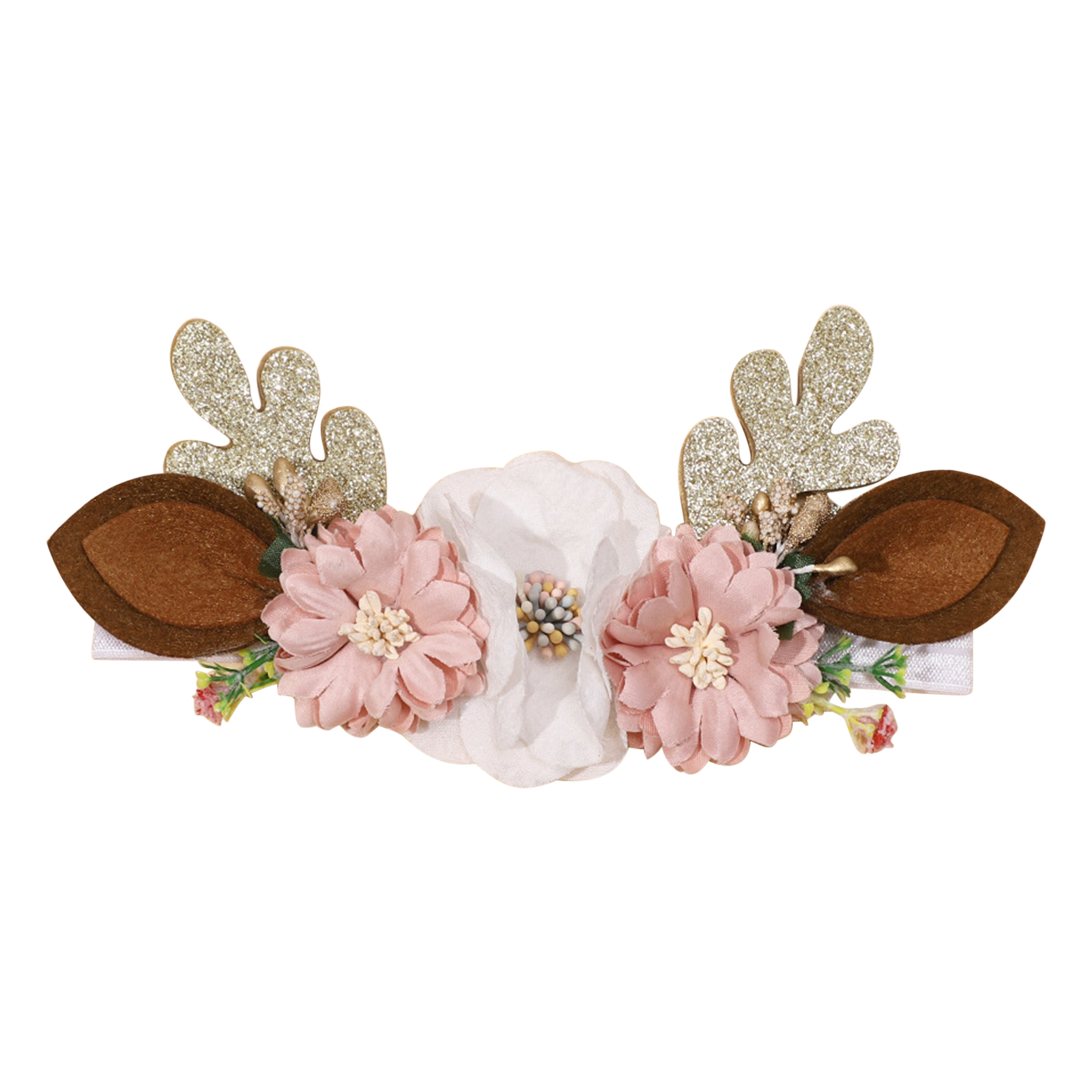 Christmas Elk Reindeer Antlers Headbands With Flowers Hair Accessories Styling Tools
