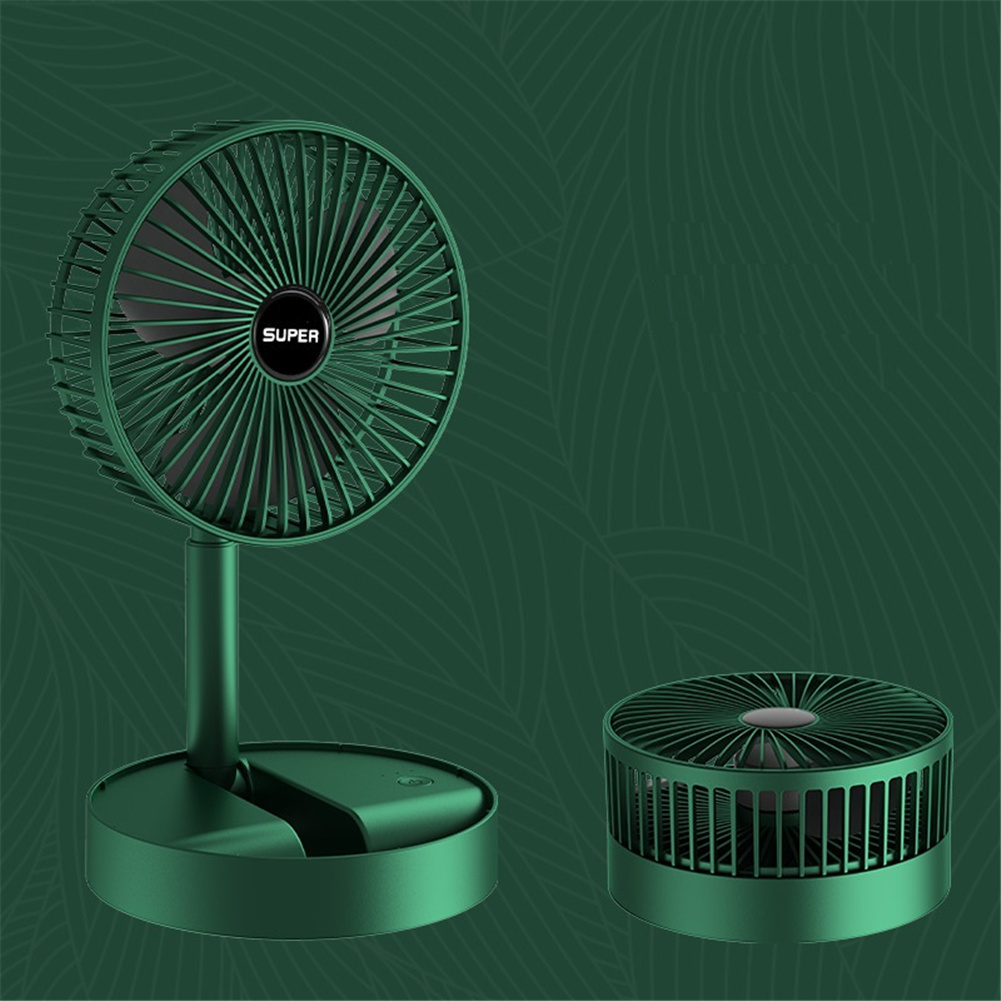 Folding Small Electric  Fan 2000mah Large Capacity Removable Washable Usb Charging Portable Retractable Mini Fan green
