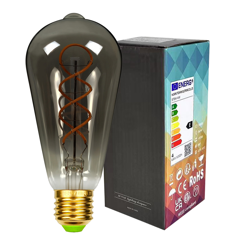 1pc/2pcs ST64 Dimmable LED Edison Lamp 2700k E27 220V 4W Super Bright Retro Vintage Household Lighting Lamp 1