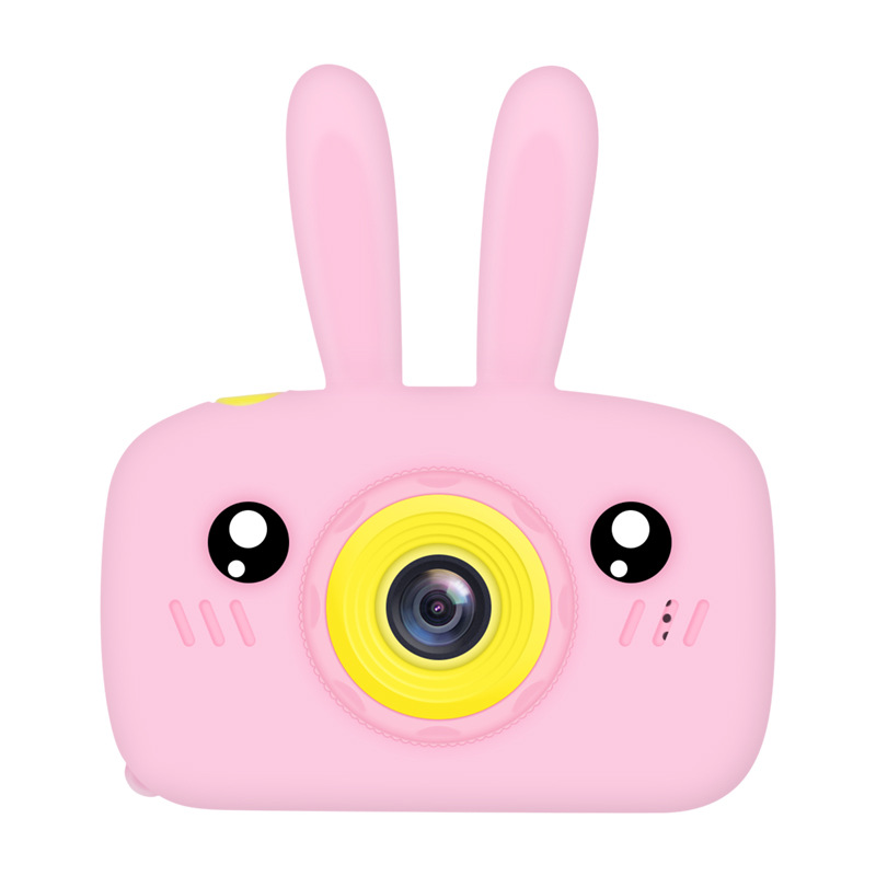 2 Inch HD Screen Digital Mini Camera Kids Cartoon Cute Camera Toys Outdoor Photography Props for Child Pink rabbit