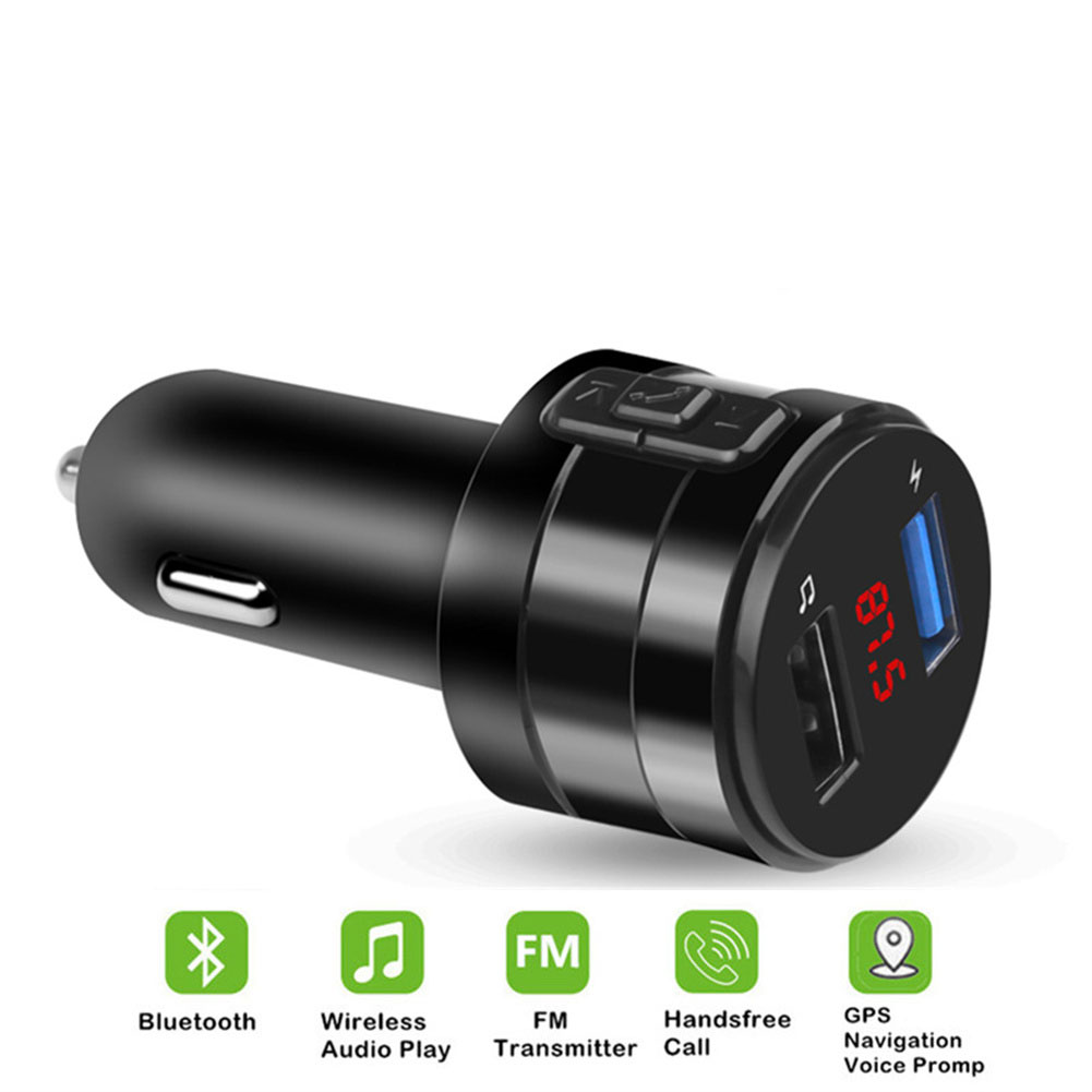 Car Mp3 Player Bluetooth-compatible Hands-free Fm Transmitter Music Player Radio Usb Charger Power Adapter black
