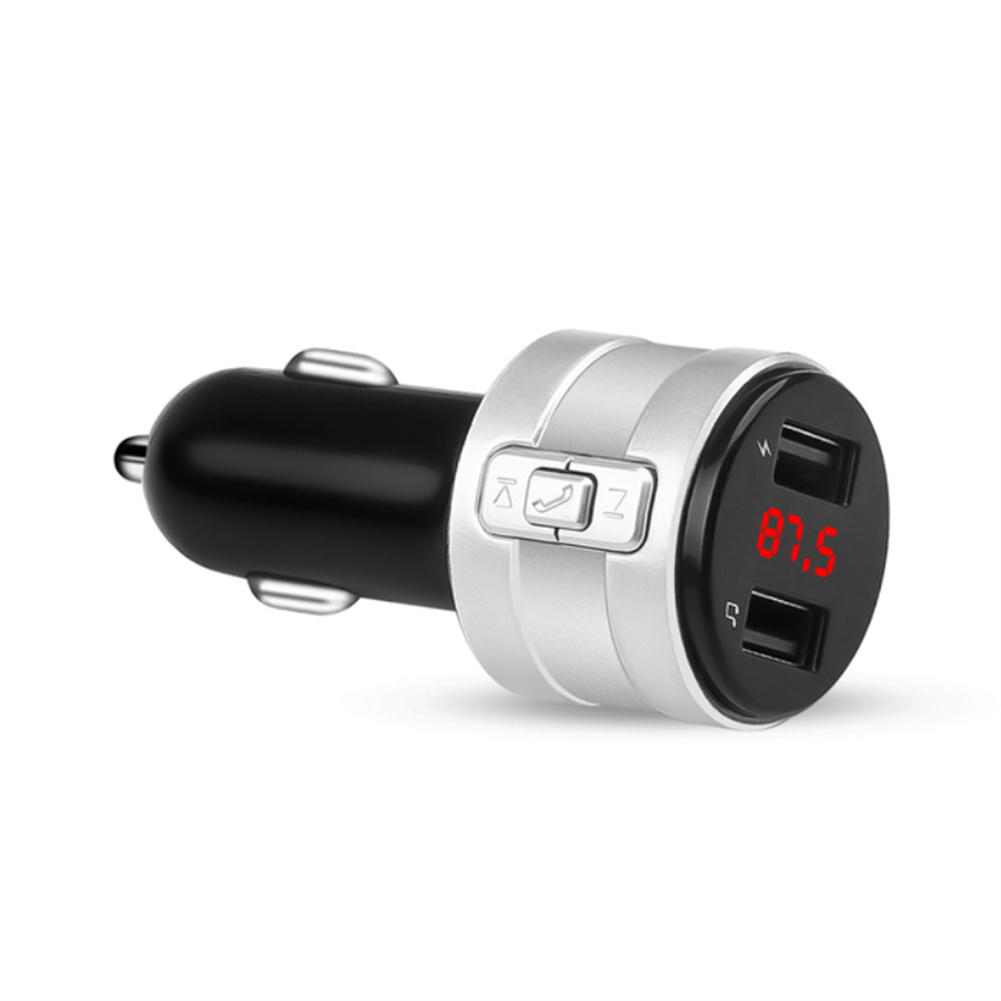 Car Mp3 Player Bluetooth-compatible Hands-free Fm Transmitter Music Player Radio Usb Charger Power Adapter silver