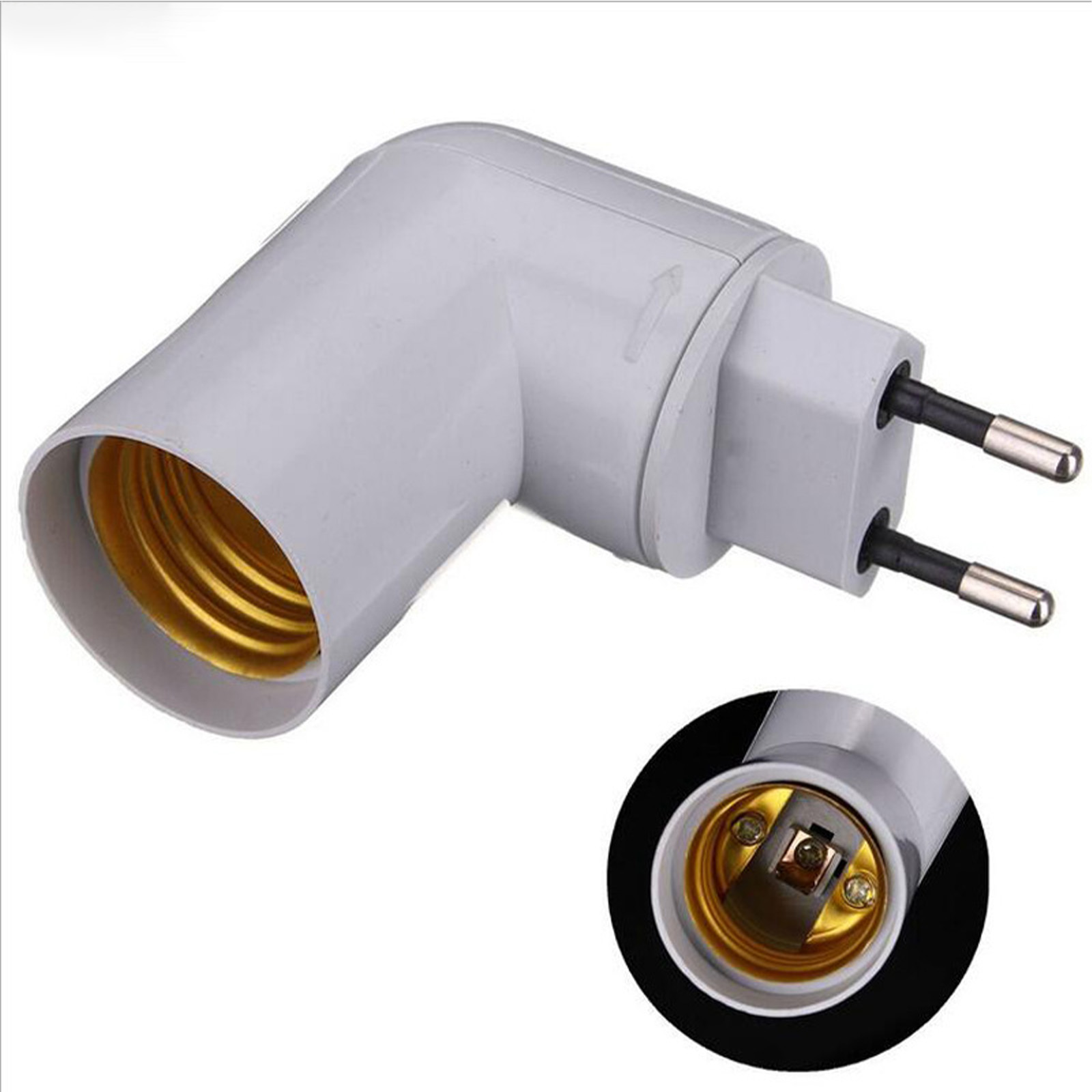 4pcs Plug In Light Socket, U.S. Plug EU Plug To E26 E27 Plug In Light Bulb Socket Adapter Extender ETL Certification Socket Rotatable Plug With On/Off Switch EU plug