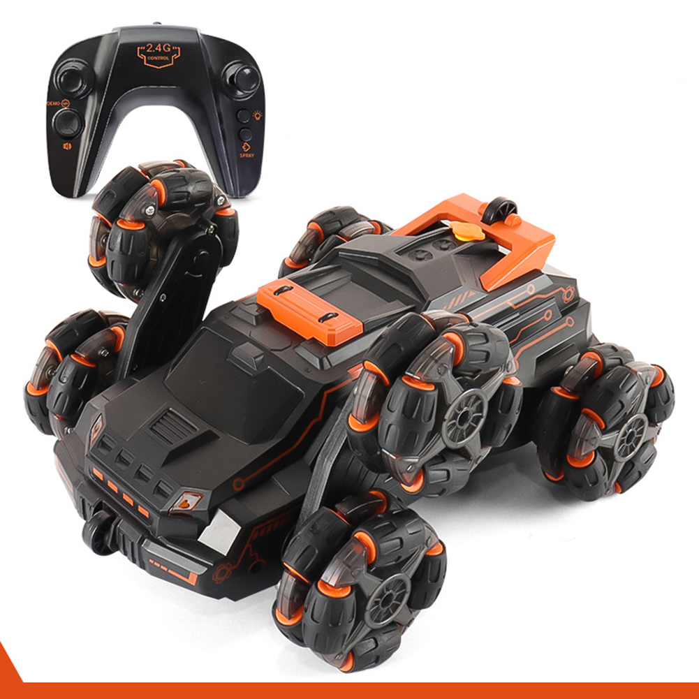 Kids Drift Spray Climbing Rc Car Gesture Sensing Deformation Off-road Vehicle Stunt Car Orange Single Control