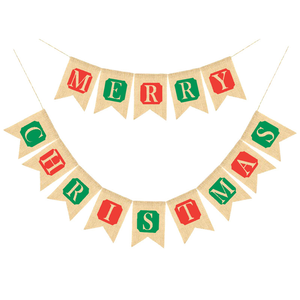 Merry Christmas Jute Burlap Banners,Christmas Banner,Christmas Decoration  Red and green