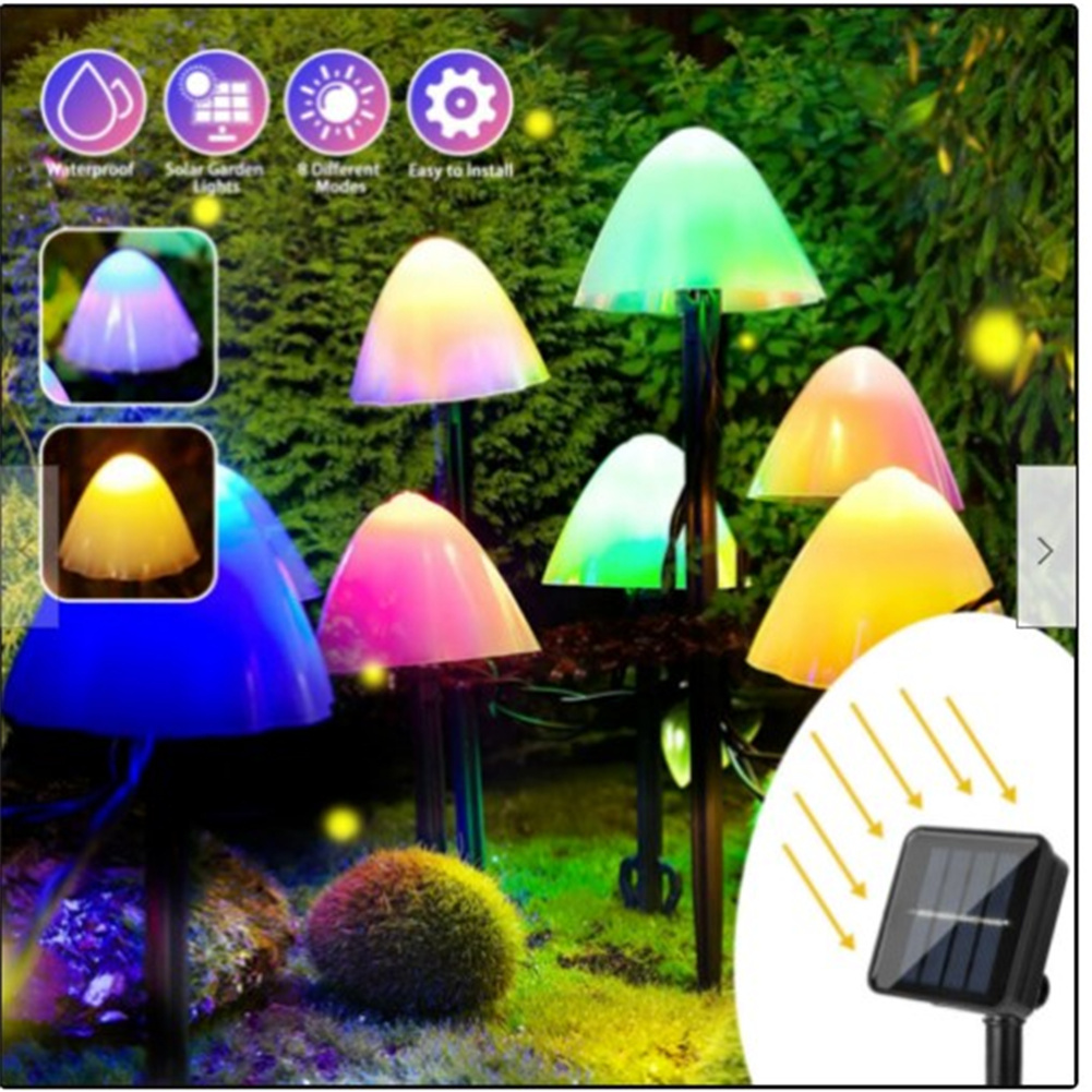 10 Lights 3m Mini Lights Solar  Mushroom Garlands, Solar Lighting String Light Garden Decorative, Waterproof Ip65 Fairy Lights For Patio Pathway Colorful