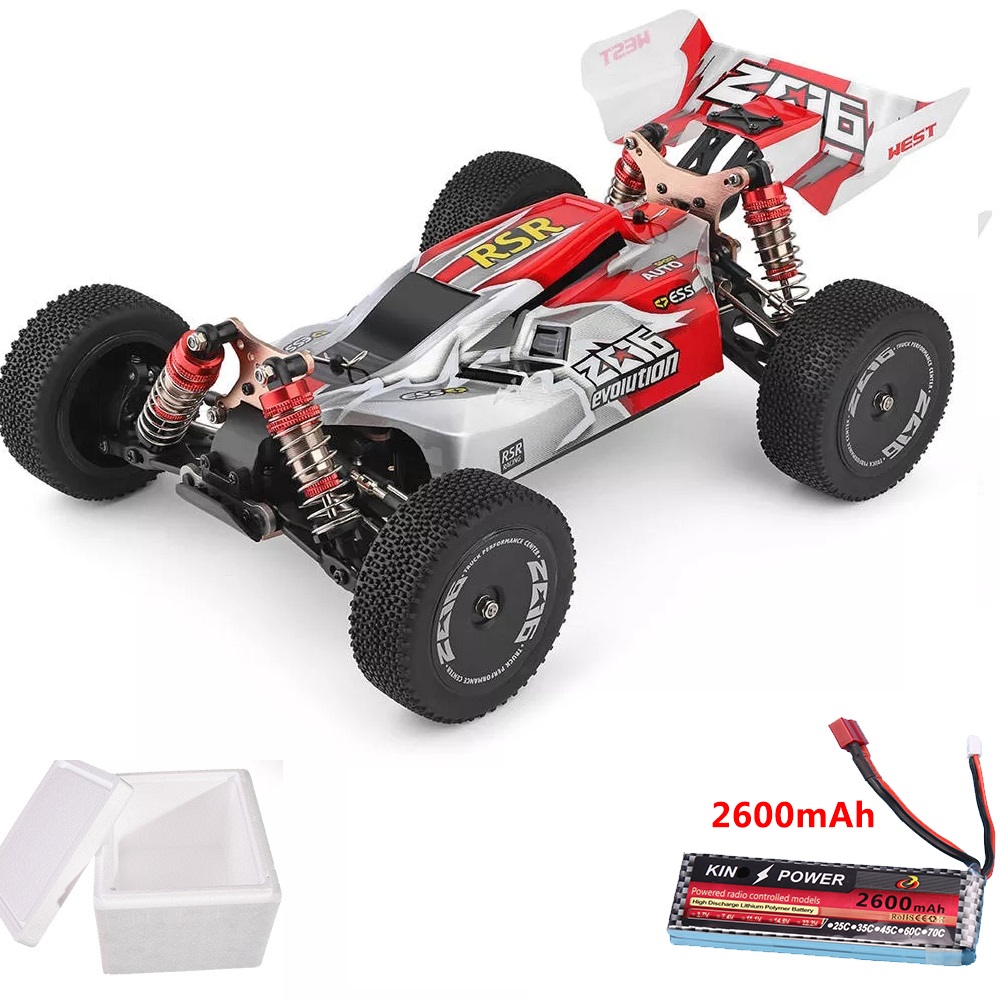 Wltoys 144001 1/14 2.4G 4WD High Speed Racing RC Car Vehicle Models 60km/h upgrade battery 7.4V 2600mAh red