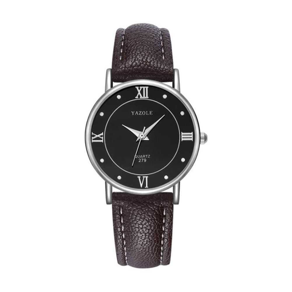 Lovers Business Fashion Leisure Simple Type Quartz Wristwatch small black dial brown belt