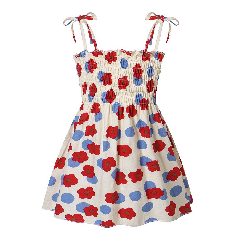 Baby Girls Summer Sling Dress Sleeveless Spaghetti Straps Mini Dress Sundress Children Clothing For 1-8 Years cotton rose 2 4-5Y 110