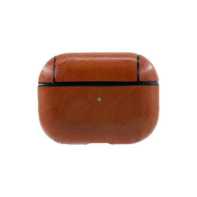 Earphone Protective Case for AirPods Pro Smooth Surface Dustproof 360�� Full Protection Headset Leather Storage Bag brown