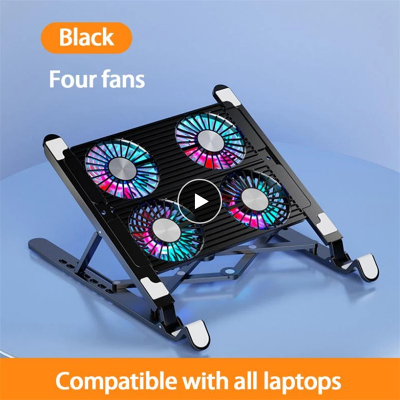 Foldable Laptop Holder Stand Cooling Pad Table Bracket with Radiator Silent Fan