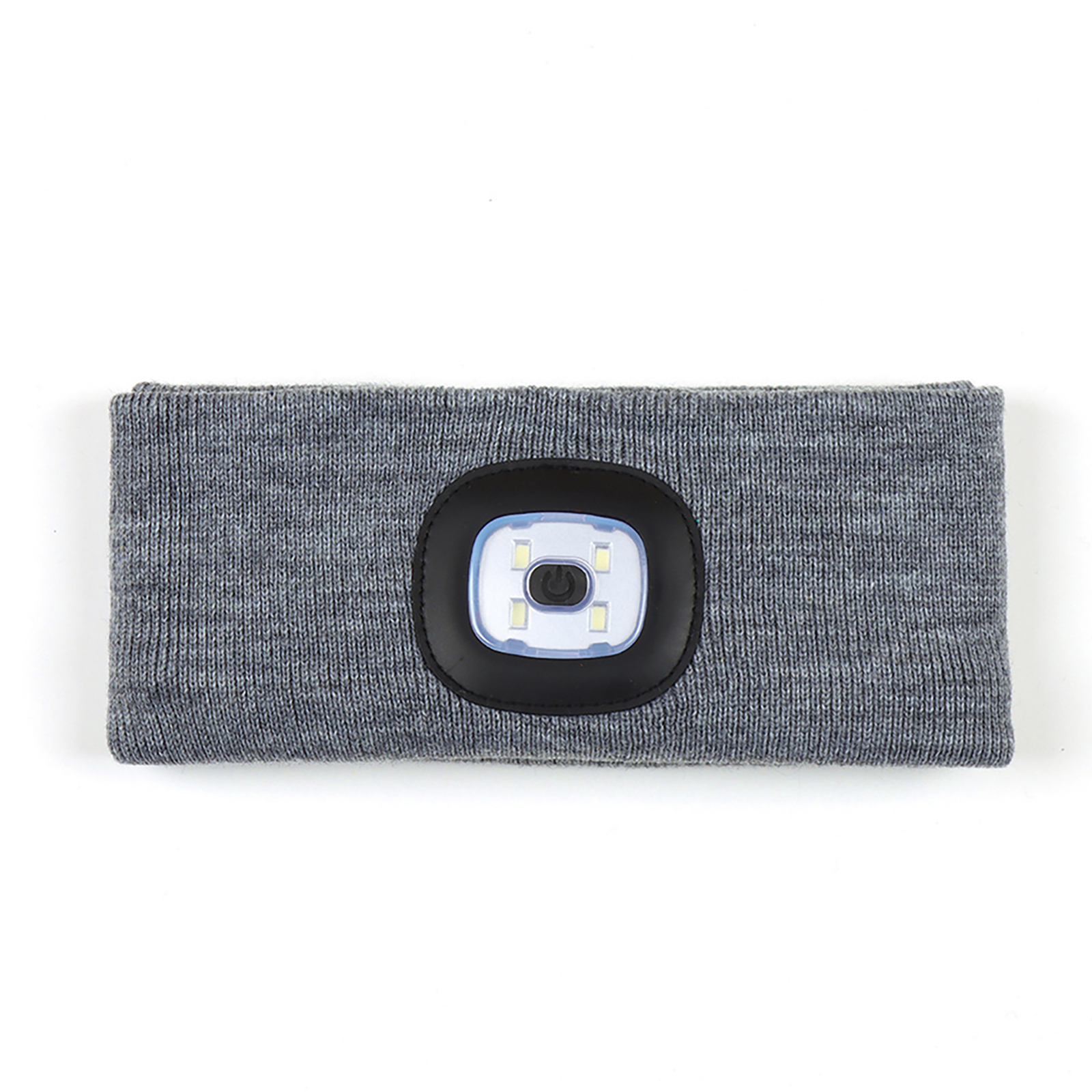 LED Sports Headband With Light, USB Rechargeable LED Headlamp Sweat-absorbing Knitted Headband For Outdoor Running Camping Fishing Hiking, Gifts For Men Women grey