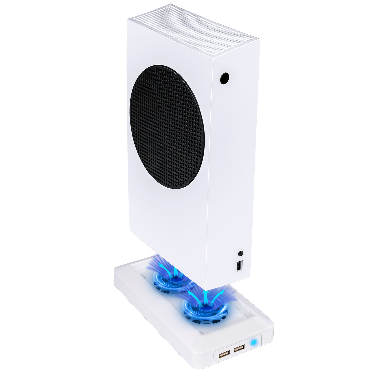 Vertical Stand With 2 Cooling Fans Dual Usb Ports 3 Level Cooler Compatible For Xbox Series S Game Console White
