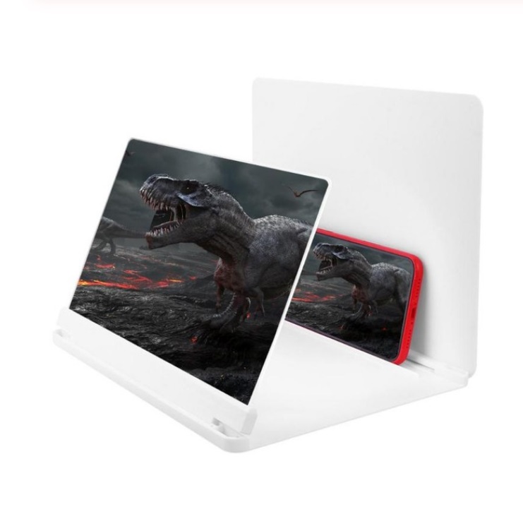 10 12 inch Mobile Phone 3D Screen Video Magnifier Bracket Folding Enlarged Desktop Smartphone Movie HD Amplifying Projector Stand white_12 inches