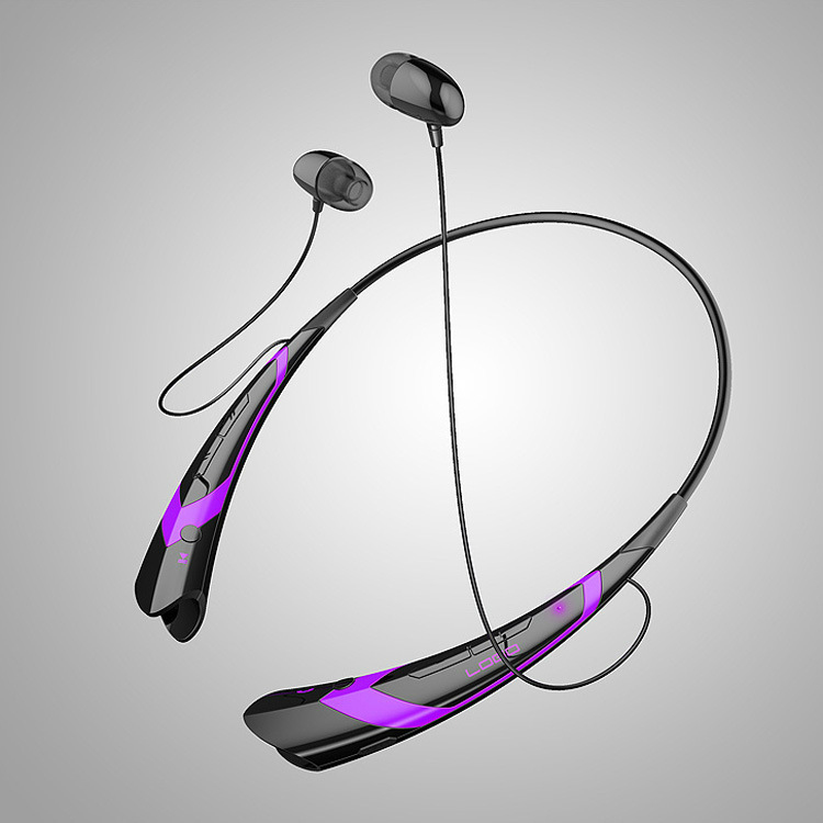 Wireless Bluetooth V4.2 + EDR Headphone Stereo Sports Headset Personality Portable Gift black+purple