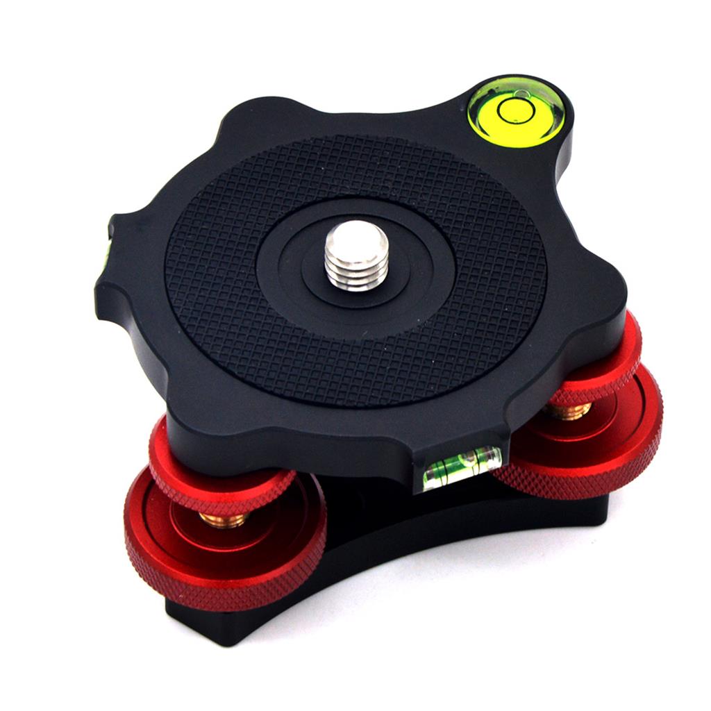 Veledge LP-64 Precision Leveling Base Tripod Head Plate 3/8 inch Mounting Screw for Camera Tripod Black red