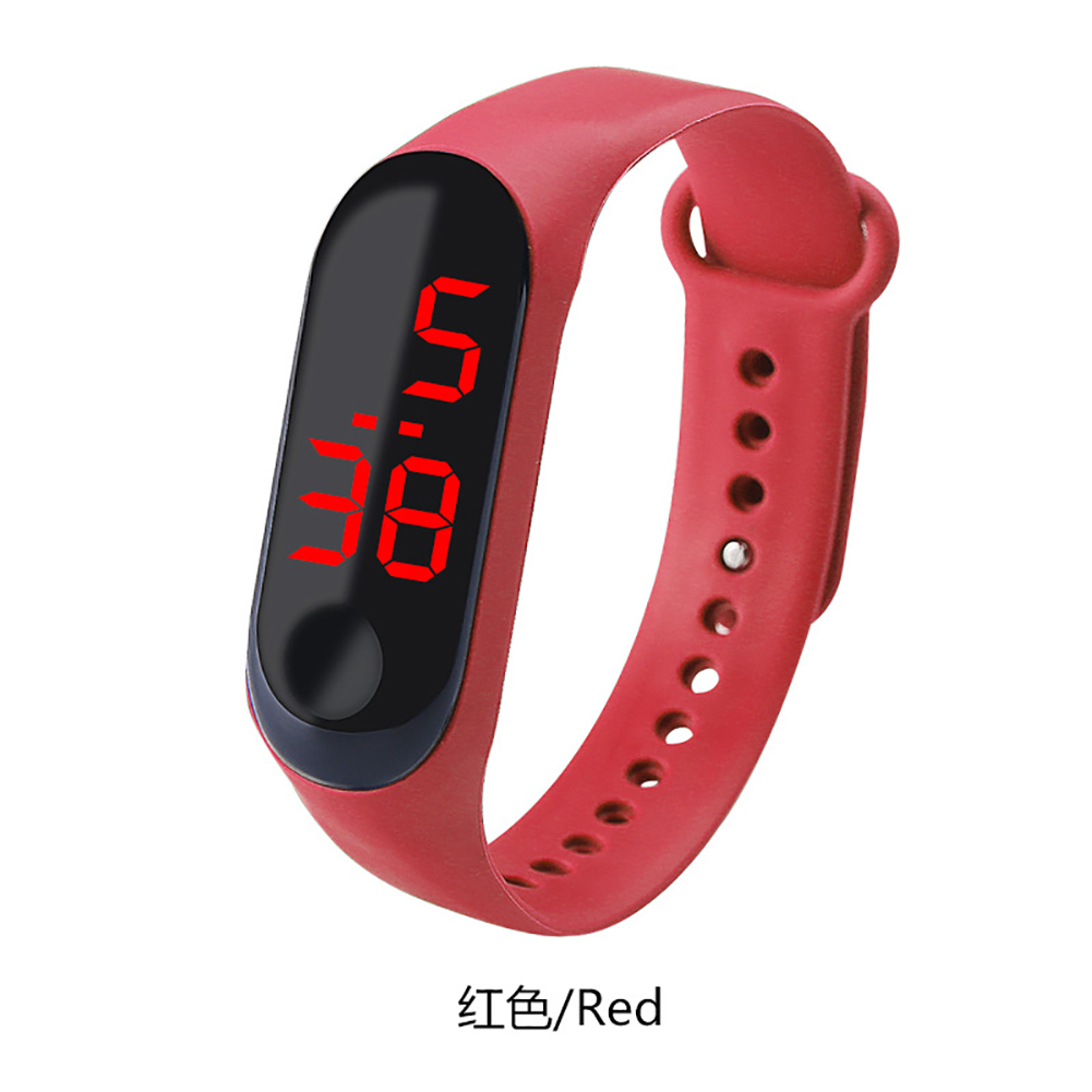 Fashion Student Couple Led Casual Sports Touch Electronic Watch Millet 3 Bracelet Watch Trend Fashion Mesh Belt Watch red