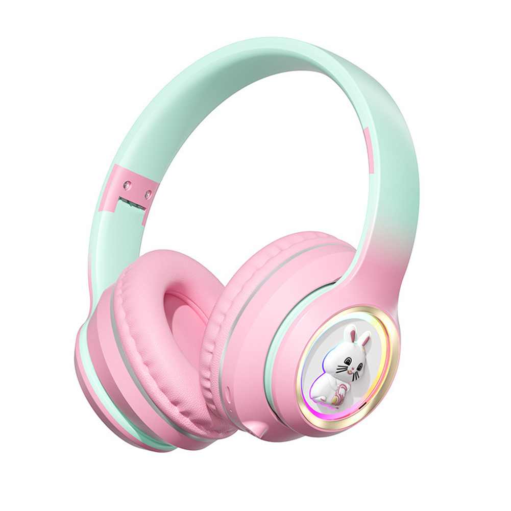 Wireless Headsets Over-Ear Stereo Earphones Lighting Headphones For Smart Phones Computer Laptop Tablet pink