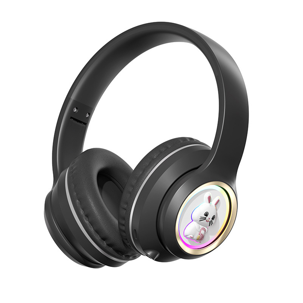Wireless Headsets Over-Ear Stereo Earphones Lighting Headphones For Smart Phones Computer Laptop Tablet black