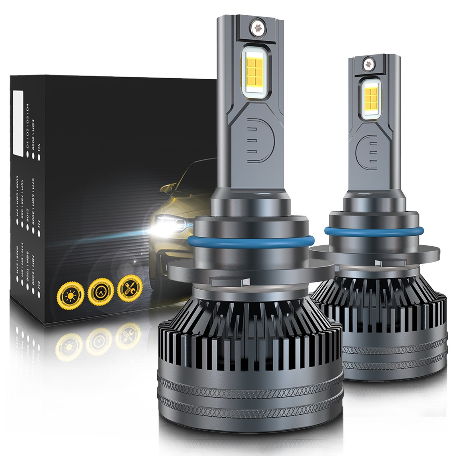 Car LED Headlight Bulbs H1 9005 H7 H4 High-Power Liquid-Cooled Copper Tube Lamp