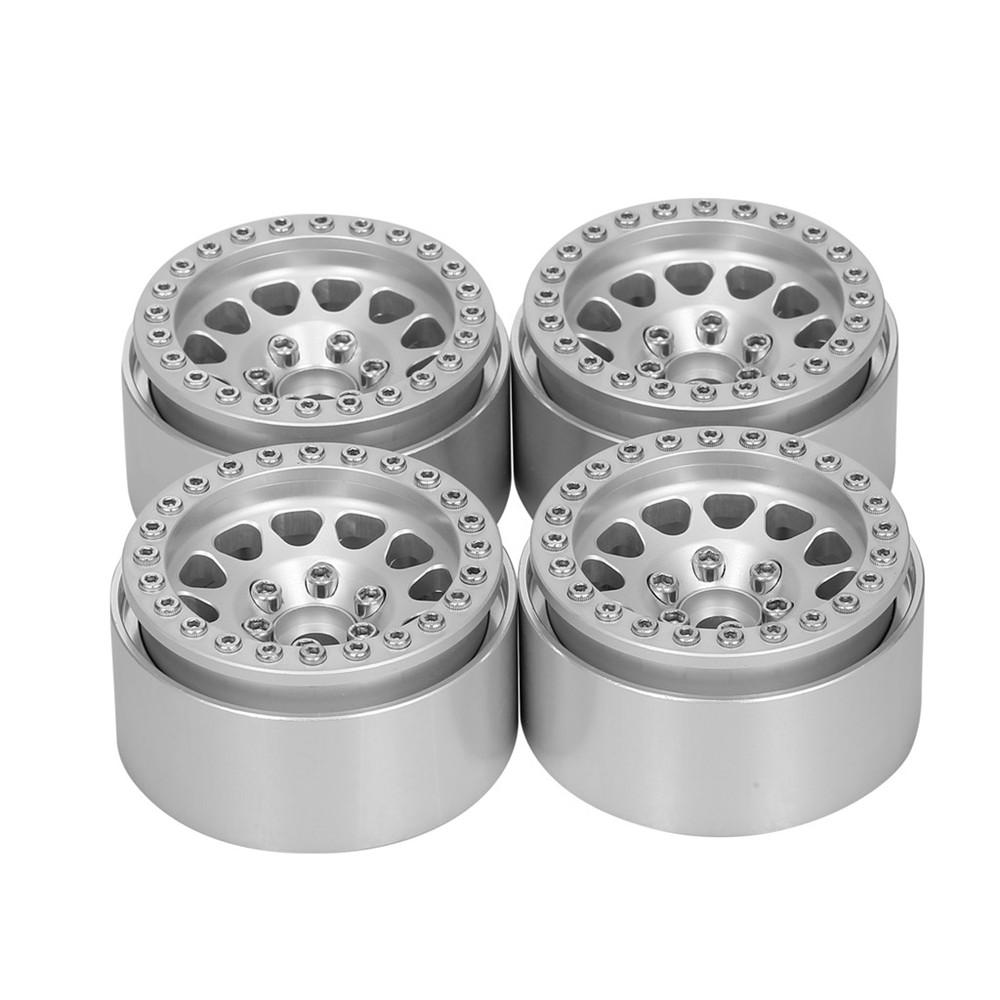 4Pcs 1.9 Inch RC Car Wheel Hub Rims for 1/10 RC Crawler Axial SCX10 SCX10 II 90046 TRX4 D90 Silver