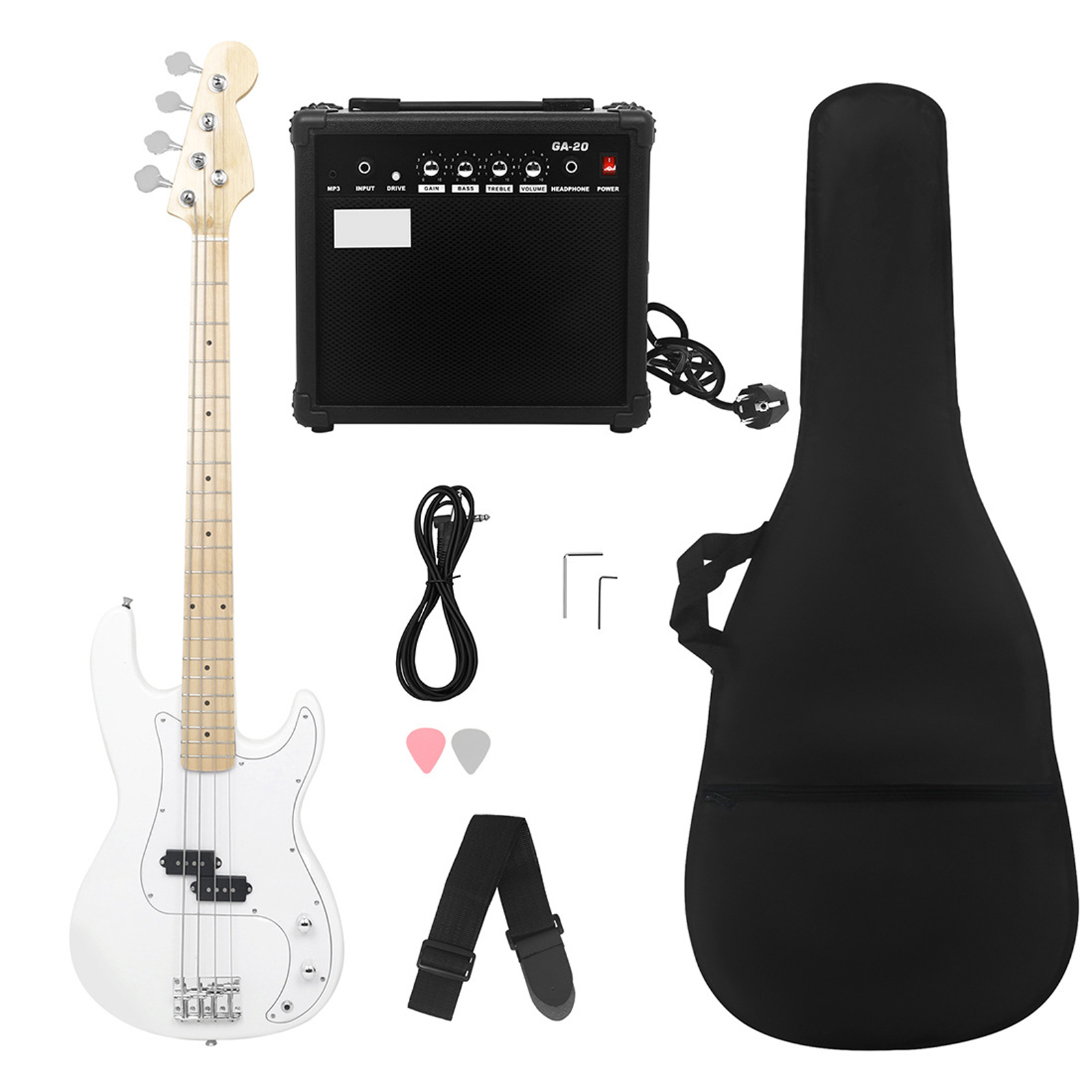 Electric Guitar Professional 4 String Exquisite Stylish Bass Guitar Music Equipment With Power Line Bag Wrench Tool