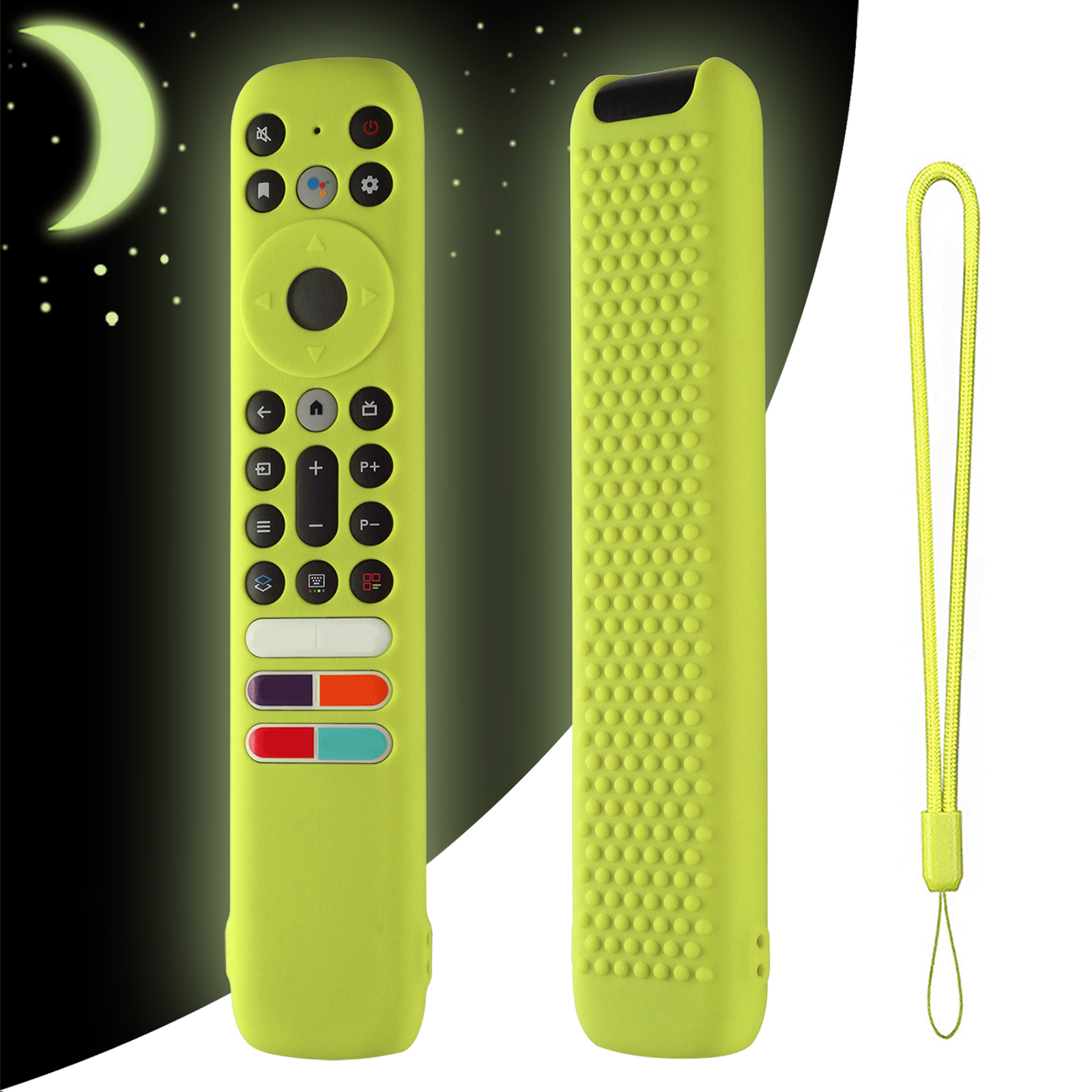 Silicone Case Compatible For TCL RC902V FMR4 FAR2 FMR1 Tv Voice Remote Control Cover Protector With Lanyard Luminous green
