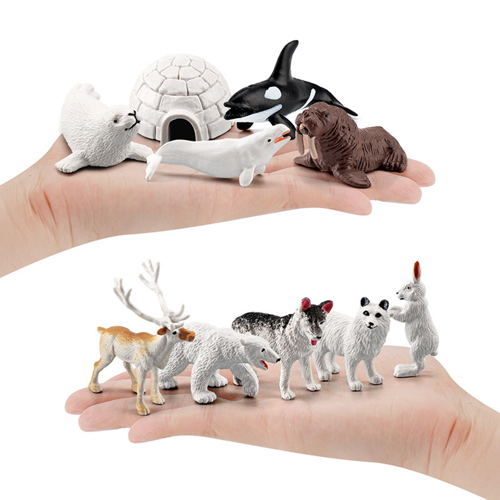 10 Pcs/bag Arctic  Animals  Model Polar Animal Action Figures Miniature Lovely Kid Toy Ornaments As shown