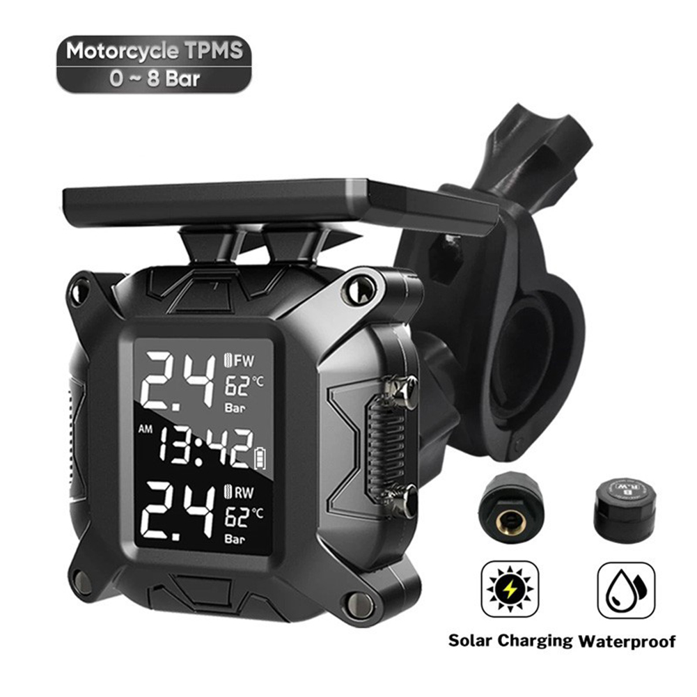 M7 Solar Motorcycle Tire Pressure Monitor Tyre Sensor Tire Temperature Detection System High-precision Tpms black