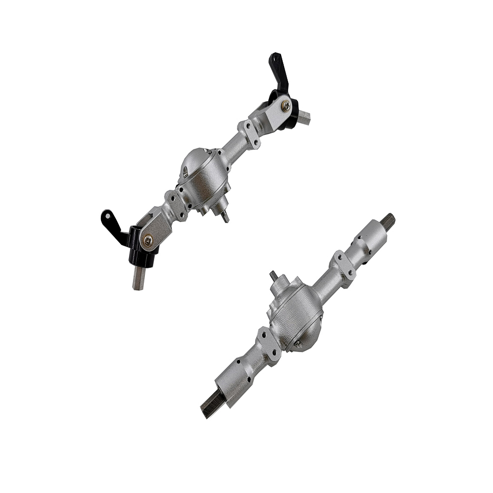 Front Middle Rear Bridge Axle Assembly for WPL 6WD 4WD Military Car Upgrade Full Metal CNC Separate Part General Military RC Car Parts Silver_4WD