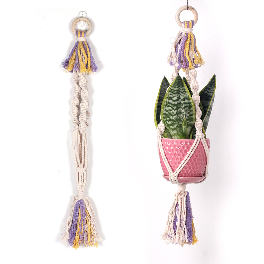 Handmade Art Knitting Net Bag Hanging Basket Bohemian Wall Hanging Tapestry