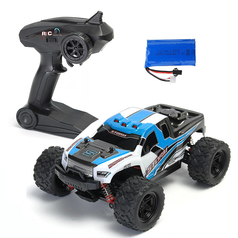 HS 18301/18302 1/18 2.4G 4WD 40 + MPH High Speed Big Foot RC Racing Car OFF-Road Vehicle Toys  blue 1 battery