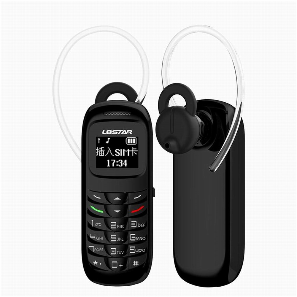 Cell Phone 0.66 Inch Earphone Dialer with Ear Hook Phone Dual Card Dual Standby Mini Mobile Phone Dialer Black