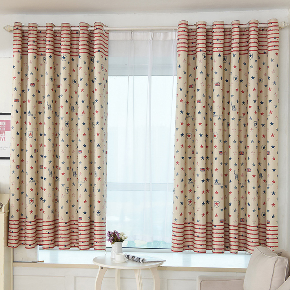 Window Curtain with Simple  Printing Balcony Living Room Bedroom Shading Drapes As shown_1.5m wide x 2m high punch
