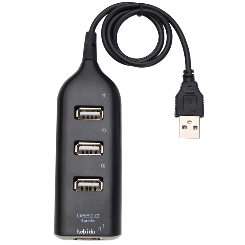 USB 2.0 High Speed 4 Port Splitter Hub Adapter for PC Laptop Computer Notebook  black