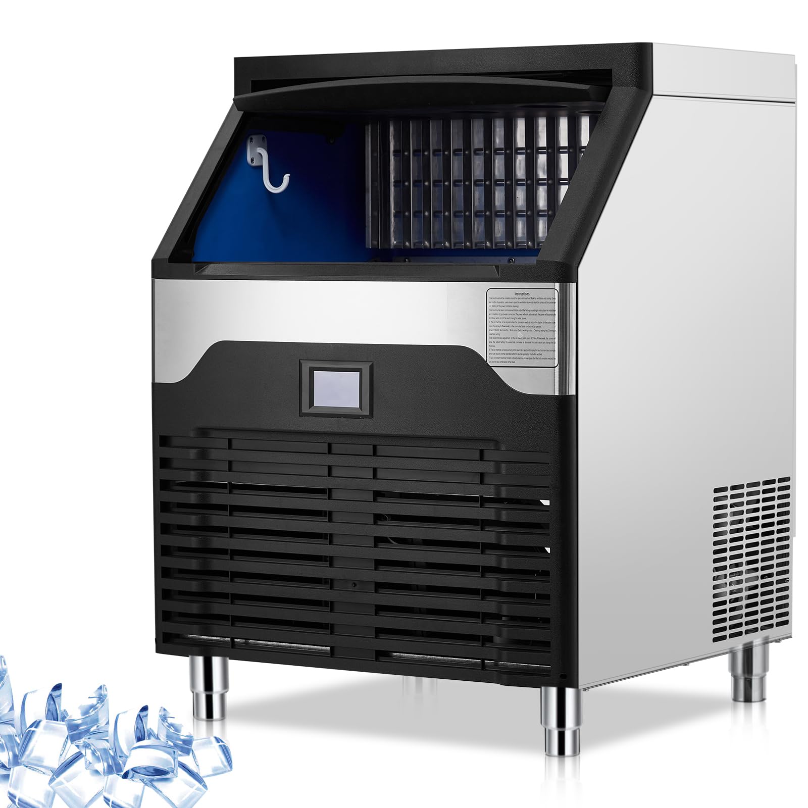 US GARVEE Commercial Ice Maker Machine 160LBS/24H Stainless Steel Under Counter ice Machine