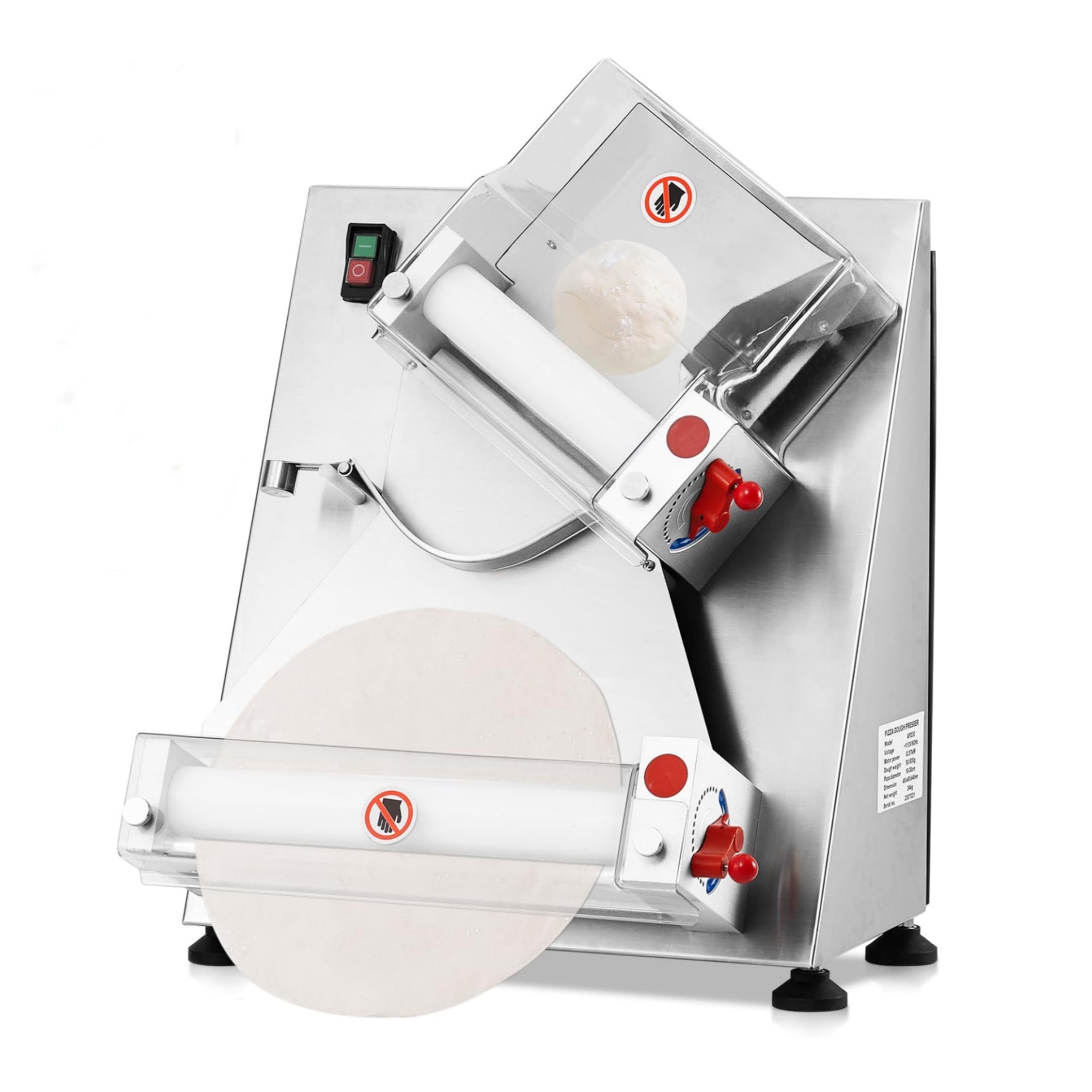 US GARVEE Commercial Pizza Dough Roller Sheeter 370W Electric Stainless Steel Pizza Dough Roller