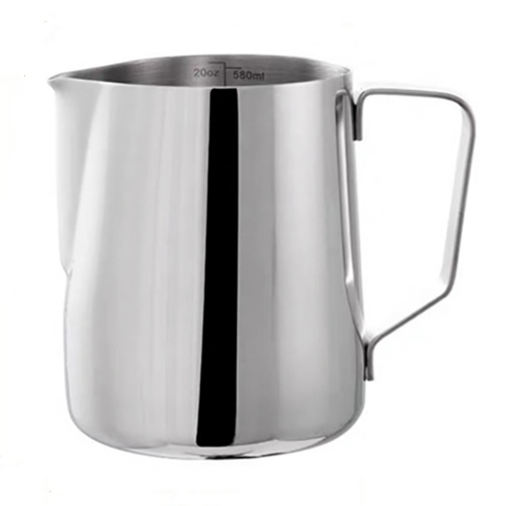 Milk Frother Pitcher Espresso Frothing Pitcher With Latte Stirrer Sharp Mouthed Design Rust-proof High Temperature Resistance Coffee Machine Accessories 600ML with scale-304
