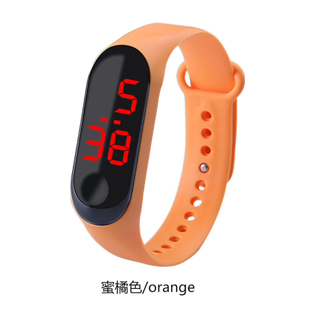 Fashion Student Couple Led Casual Sports Touch Electronic Watch Millet 3 Bracelet Watch Trend Fashion Mesh Belt Watch Orange