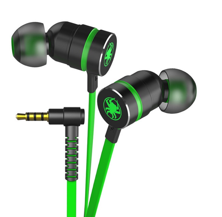 Small Hammerhead Earphone Game In-ear Headsets With Microphone Wired Magnetic Noise Isolation Stereo Headset green