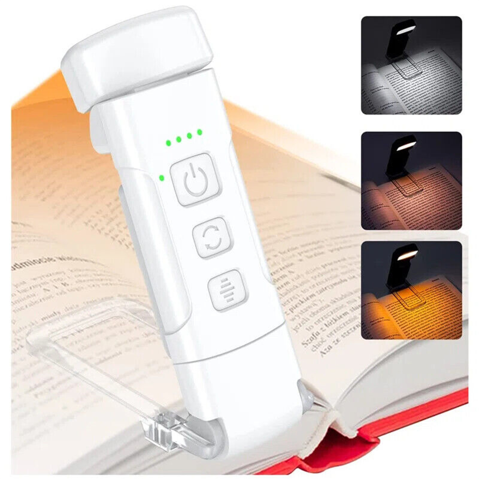 USB Rechargeable Book Light For Reading In Bed Car, Portable Clip-on LED Reading Light With USB Charging Cable 3 Colors And 5 Brightness Reading Light For Book Lovers Kids Book Night Light Lake Blue