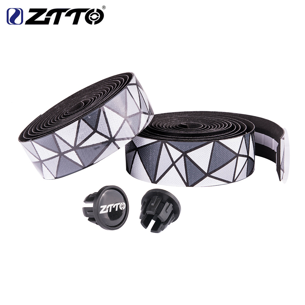 ZTTO Road Bike Bar Tape Handlebar EVA PU Tape Shock-Proof Roadbike High Toughness Bartape With Bar Plug Black and white