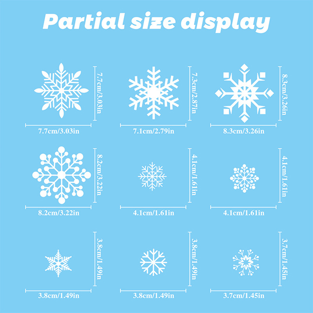 8 Sheets 480pcs PVC Christmas Snowflakes Window Decals Stickers Self-adhesive Double-sided Design Xmas Winter Window Decoration 21 x 29CM x 8
