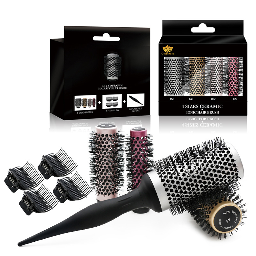 Image of 4 Sizes Roller Round Brush Set Ceramic Ionic Hairdressing Brushes Hair Round Comb Curling Hairbrush 4 Sizes Roller