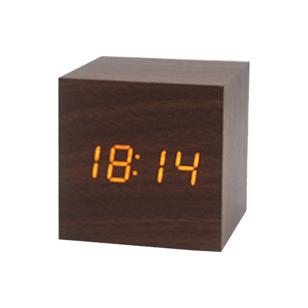 Digital Alarm Clock Wooden Electronic LED Time Display Silence Voice Control Multifunctional Smart Alarm Clock With Adjustable Brightness Electronic Desktop Clocks