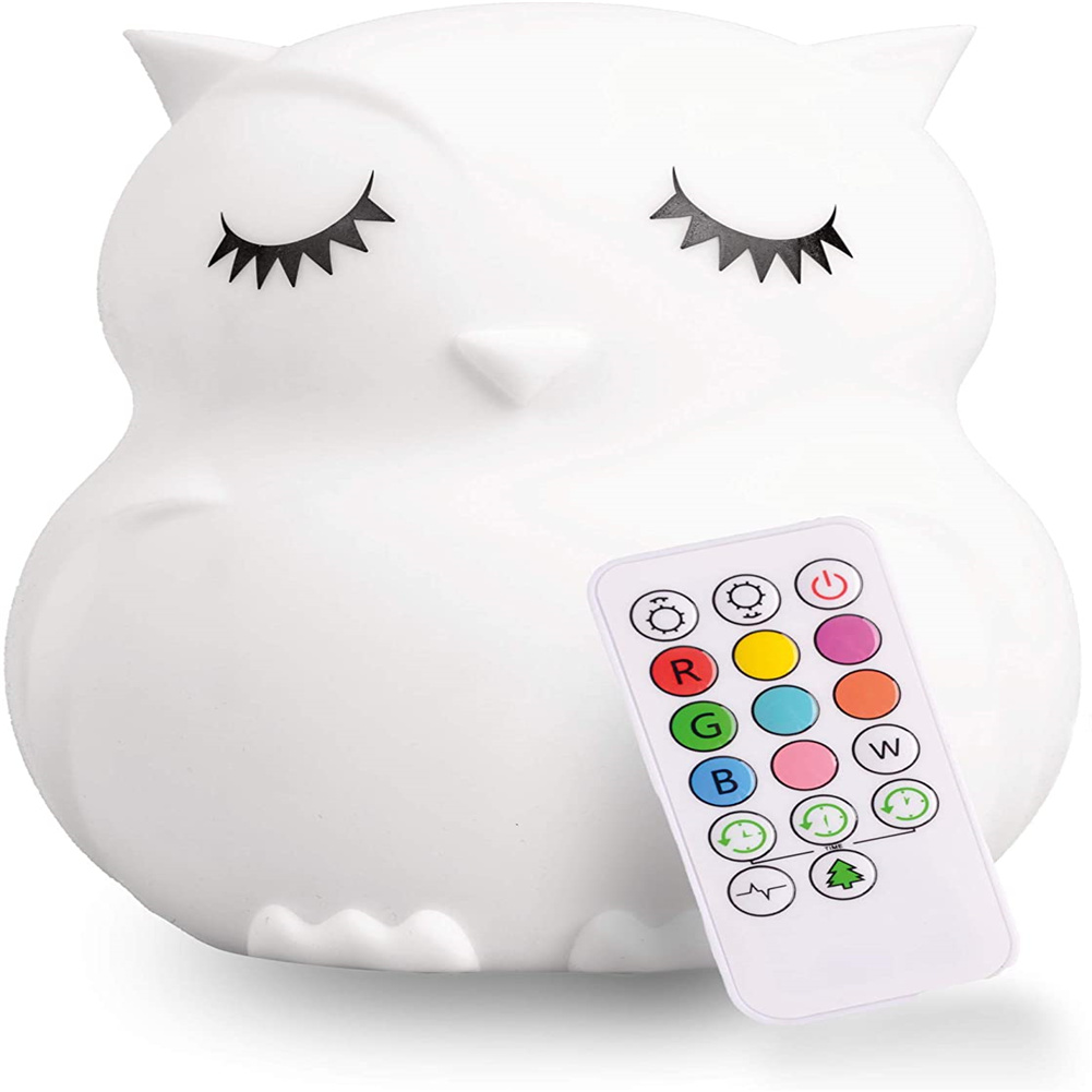 Silicone Kids Night  Light Dimmable Led Parenting Lamp With Touch-sensor Remote Control Rechargeable 9-color Changing Lights Charging remote control