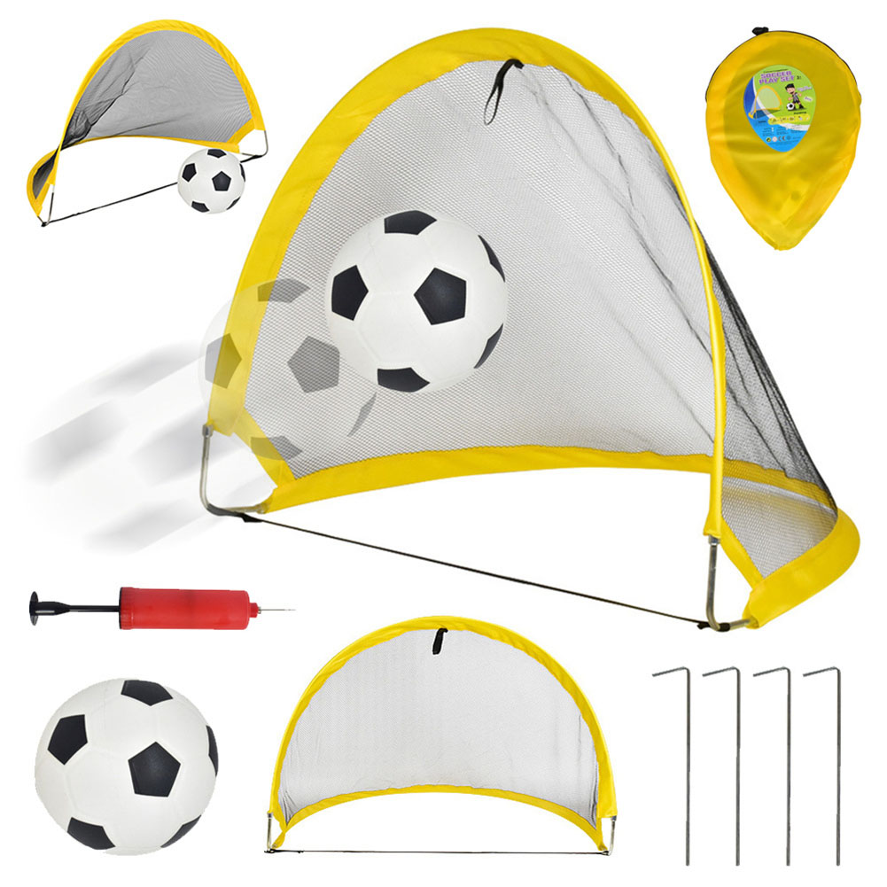 Portable Outdoor Children  Football  Toy  Set Folding Goal Iron Pole Pump Wear-resistant Retractable Football Stand Kit Holiday Gifts Medium (75CM)