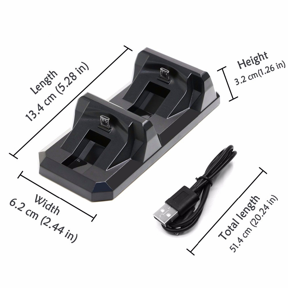USB Dual Charge Dock Gaming Controller Charging Stand Holder for Sony Play Station 4 PS4 Wireless Gamepad Controle Charger black